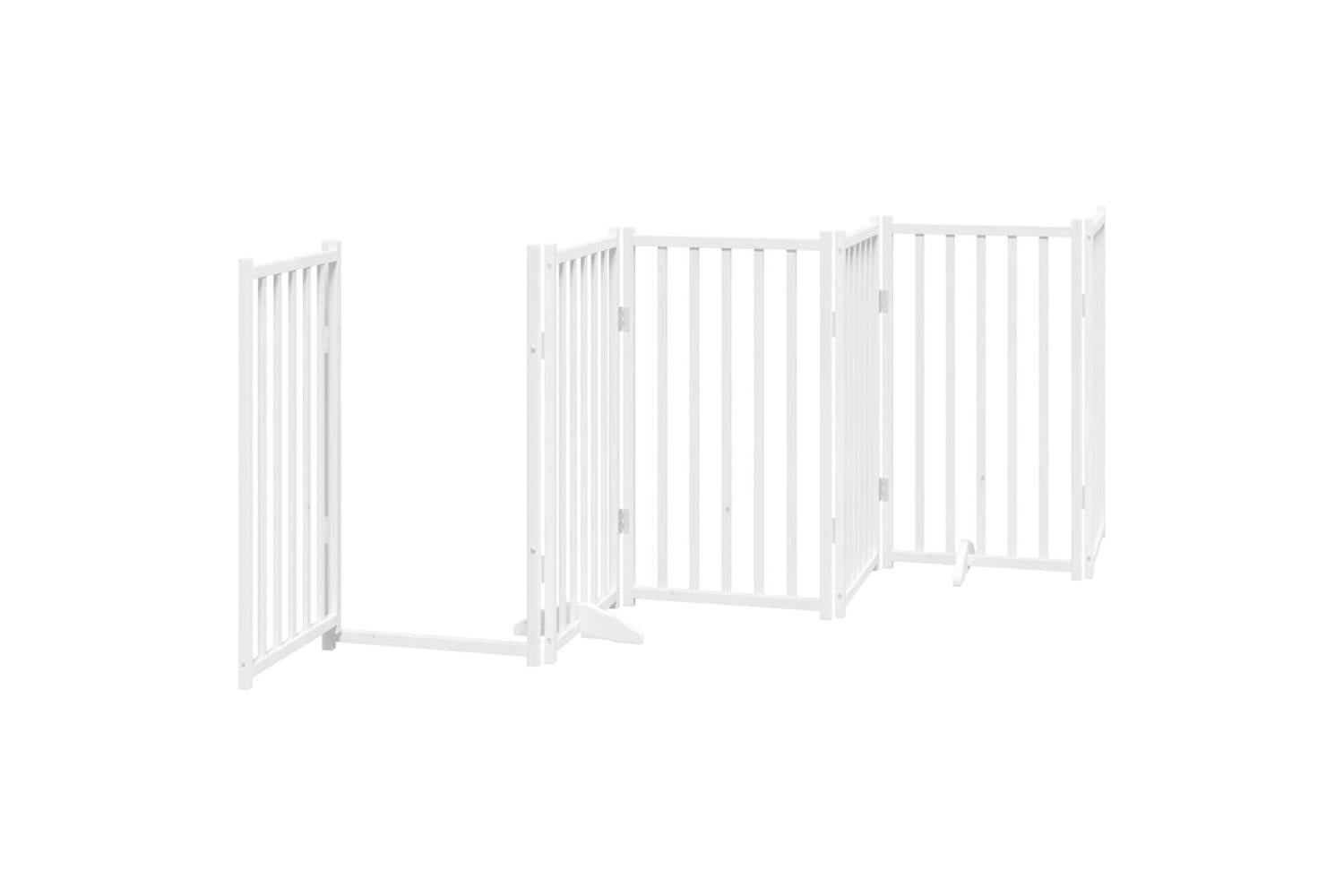 Vidaxl Dog Gate With Door Foldable 6 Panels White 300 Cm Solid Wood Fir-4