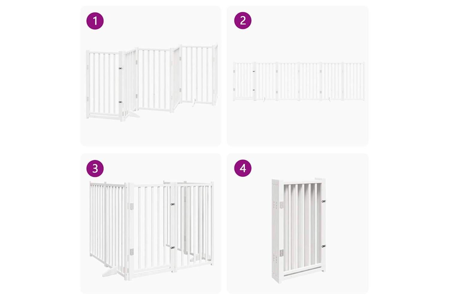 Vidaxl Dog Gate With Door Foldable 6 Panels White 300 Cm Solid Wood Fir-7