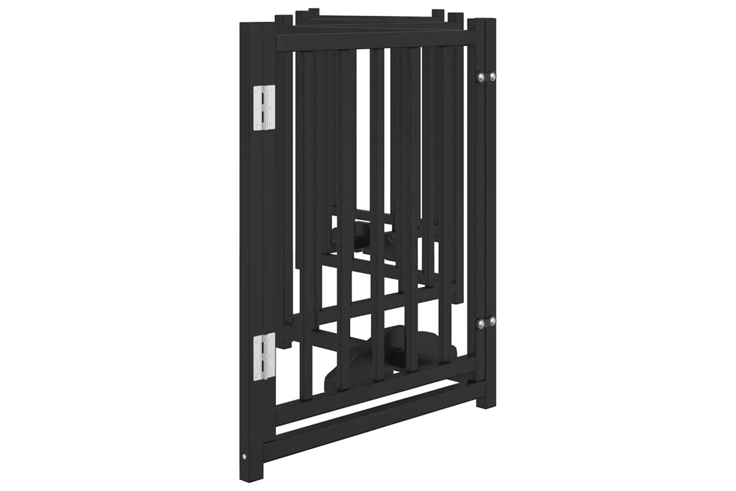 Vidaxl Dog Gate With Door Foldable 6 Panels Black 300 Cm Solid Wood Fir-5