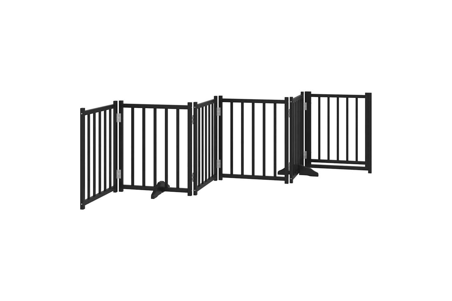 Vidaxl Dog Gate With Door Foldable 6 Panels Black 300 Cm Solid Wood Fir-6