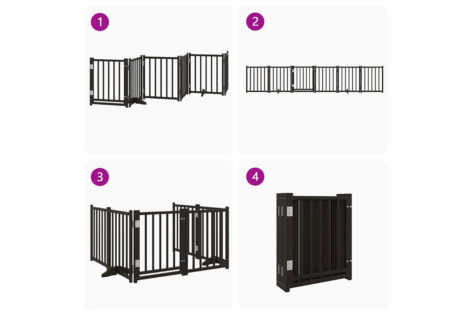 Vidaxl Dog Gate With Door Foldable 6 Panels Black 300 Cm Solid Wood Fir-7