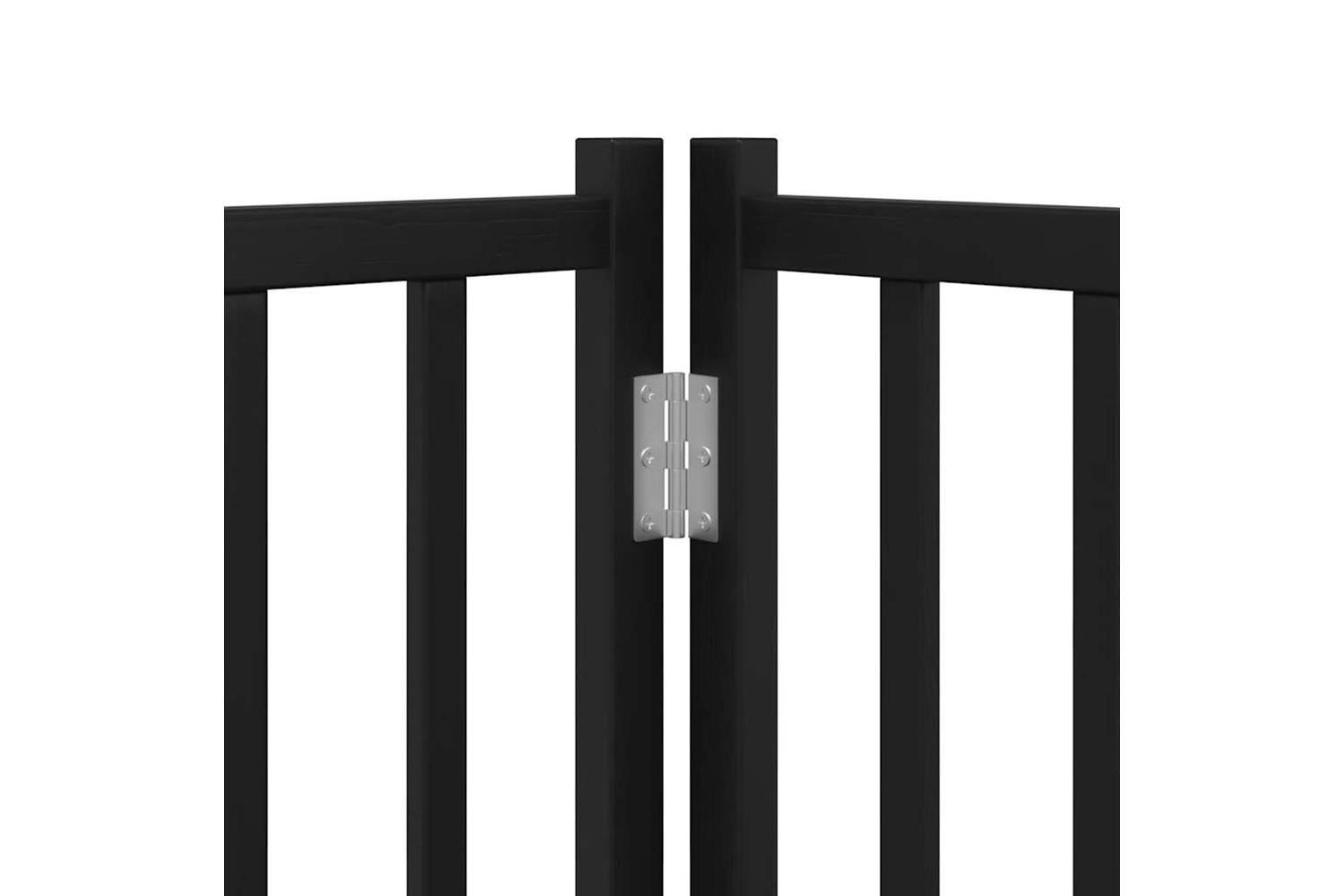 Vidaxl Dog Gate With Door Foldable 6 Panels Black 300 Cm Solid Wood Fir-10