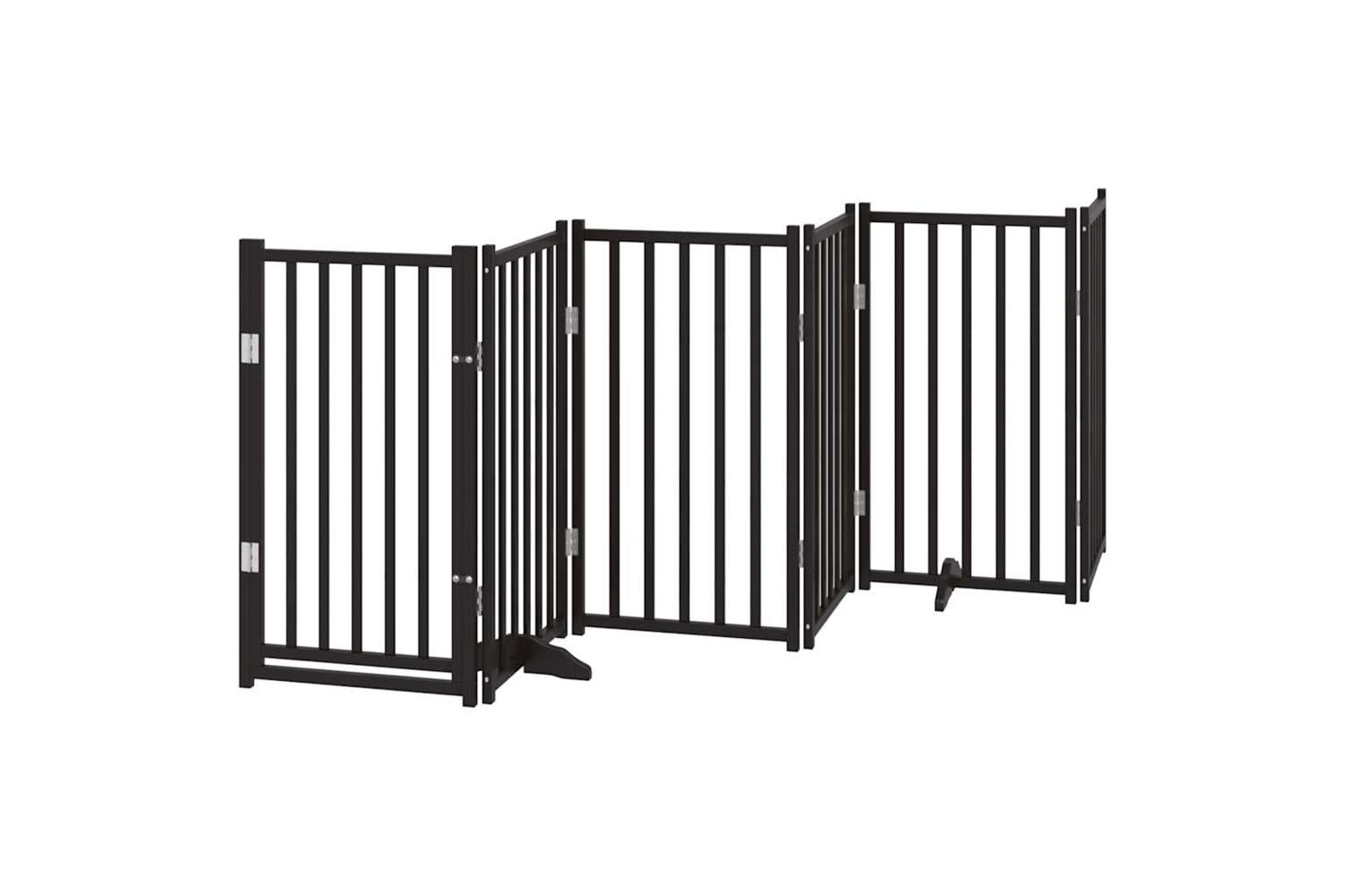 Vidaxl Dog Gate With Door Foldable 6 Panels Black 300 Cm Solid Wood Fir-2