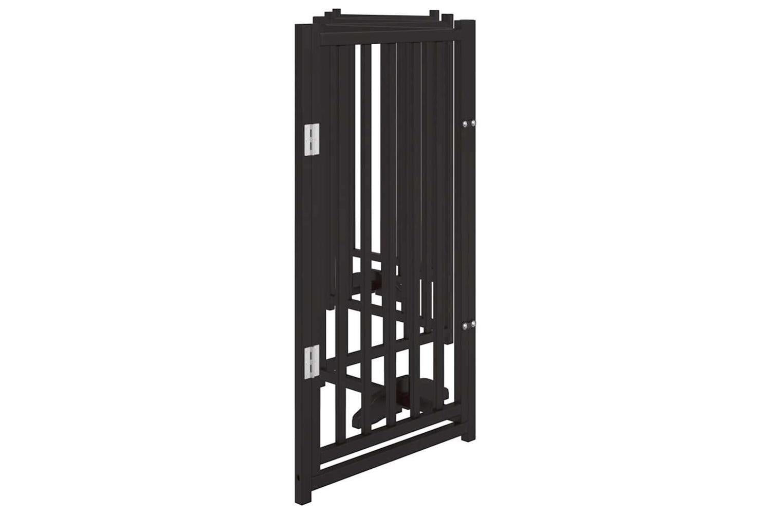 Vidaxl Dog Gate With Door Foldable 6 Panels Black 300 Cm Solid Wood Fir-5