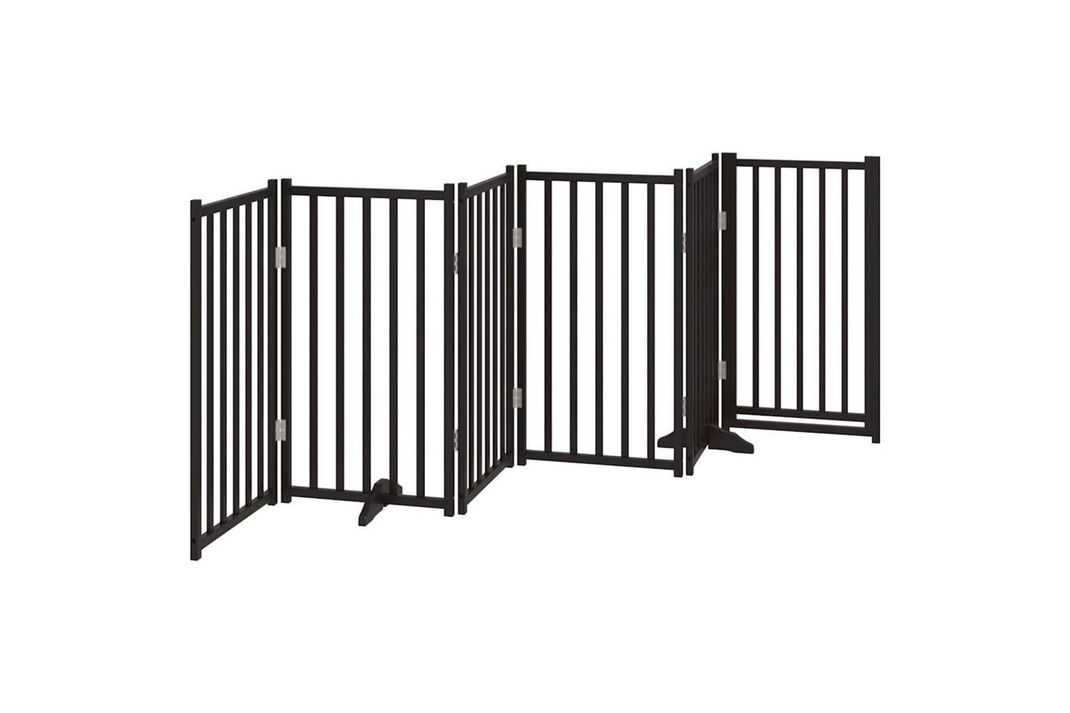 Vidaxl Dog Gate With Door Foldable 6 Panels Black 300 Cm Solid Wood Fir-6