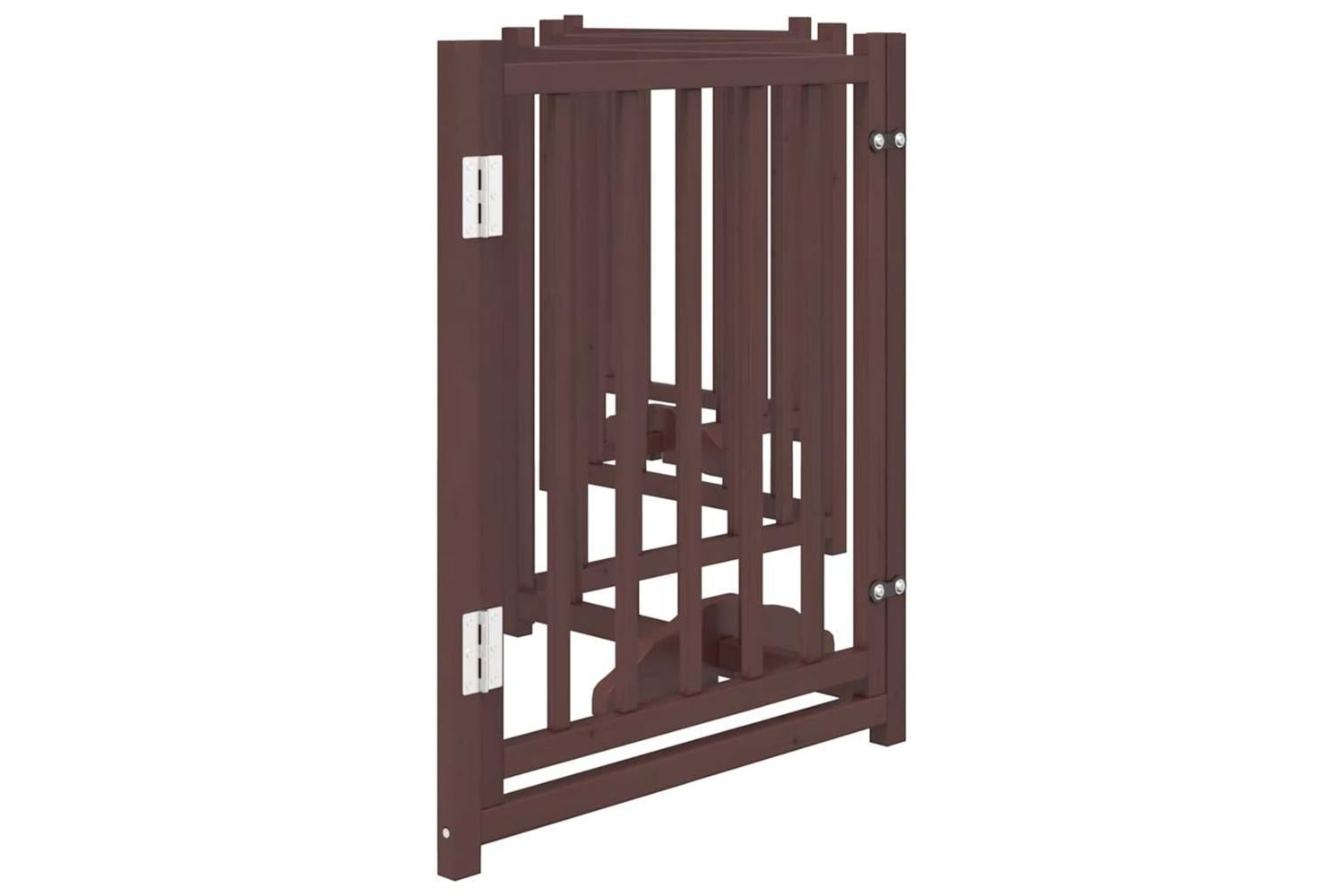 Vidaxl Dog Gate With Door Foldable 6 Panels Brown Oak 300 Cm Solid Wood Fir-5