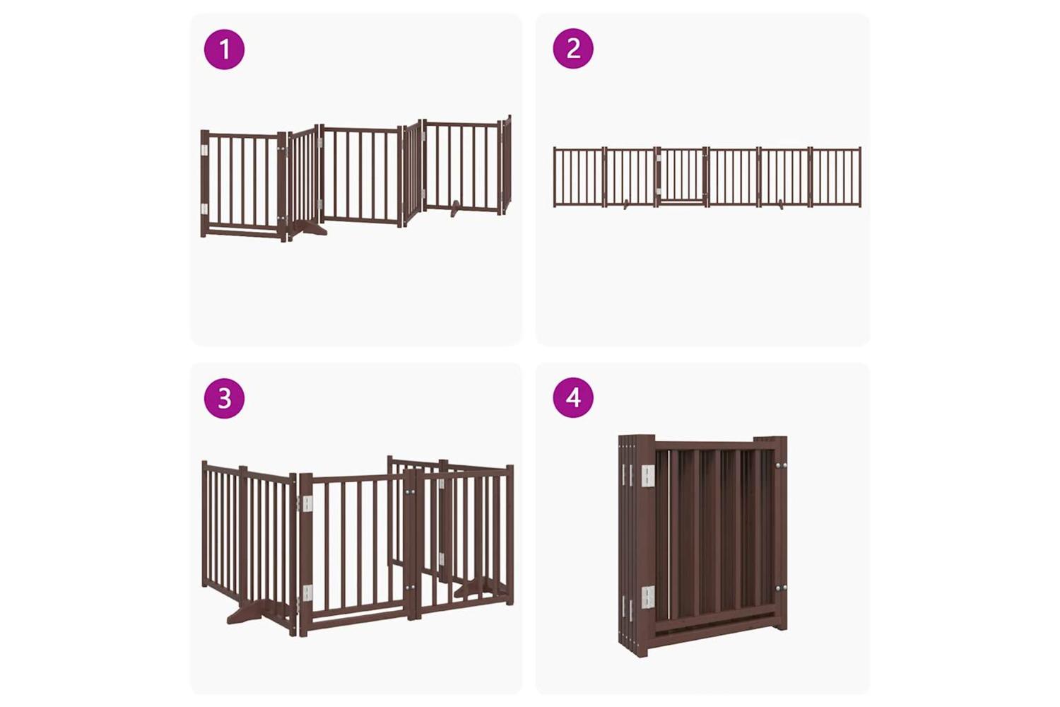 Vidaxl Dog Gate With Door Foldable 6 Panels Brown Oak 300 Cm Solid Wood Fir-7