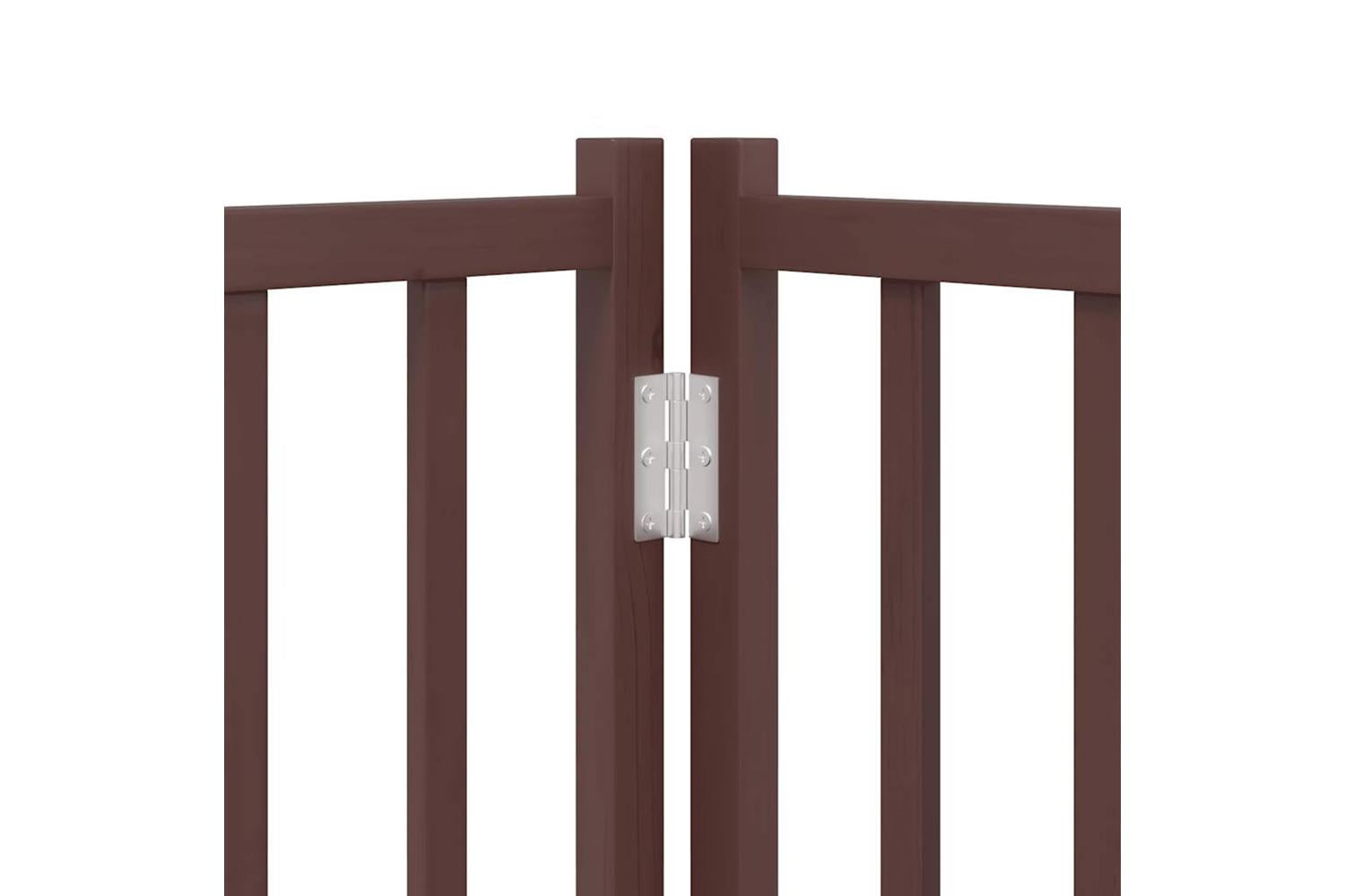 Vidaxl Dog Gate With Door Foldable 6 Panels Brown Oak 300 Cm Solid Wood Fir-10