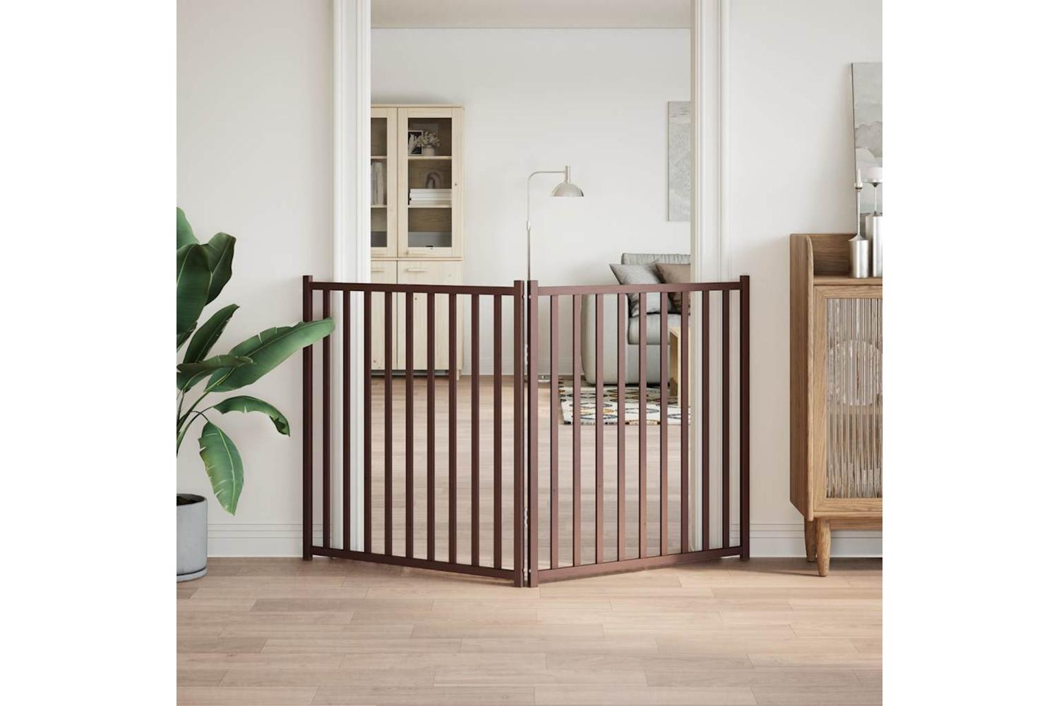 Vidaxl Dog Gate Foldable 2 Panels Brown Oak 160 Cm Solid Wood Fir-3