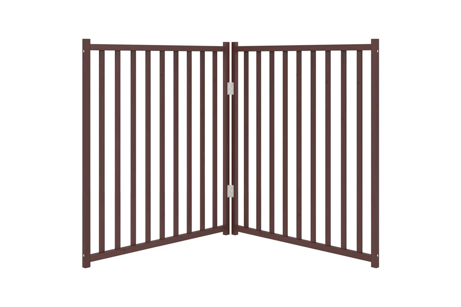Vidaxl Dog Gate Foldable 2 Panels Brown Oak 160 Cm Solid Wood Fir-4