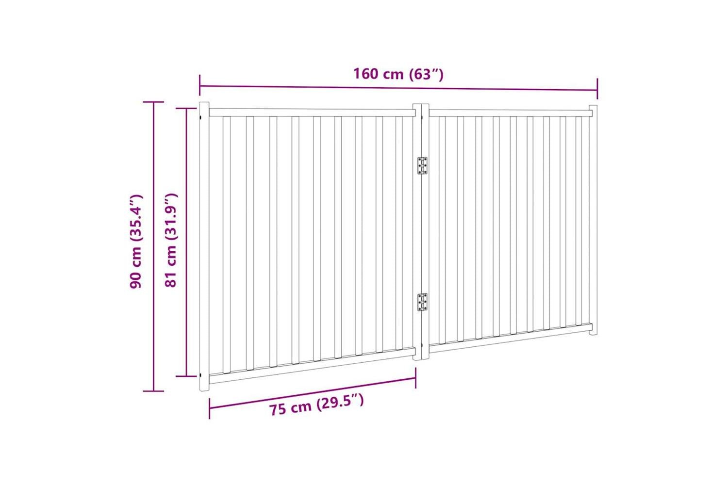 Vidaxl Dog Gate Foldable 2 Panels Brown Oak 160 Cm Solid Wood Fir-9