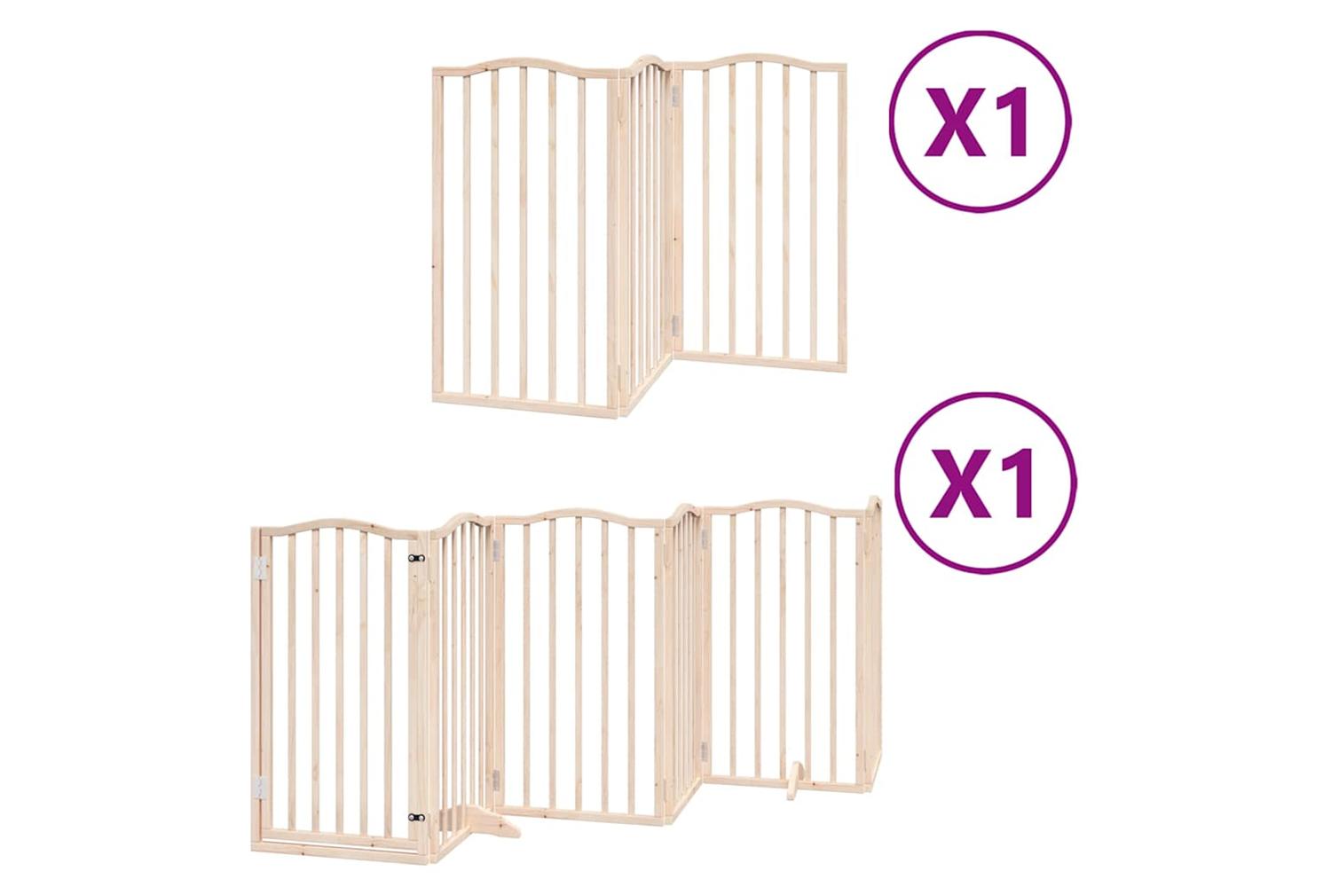 Vidaxl Dog Gate With Door Foldable 9 Panels 450 Cm Poplar Wood-2