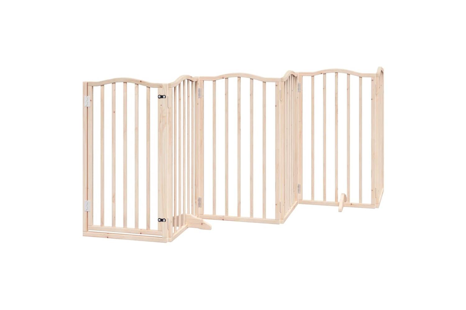 Vidaxl Dog Gate With Door Foldable 9 Panels 450 Cm Poplar Wood-4