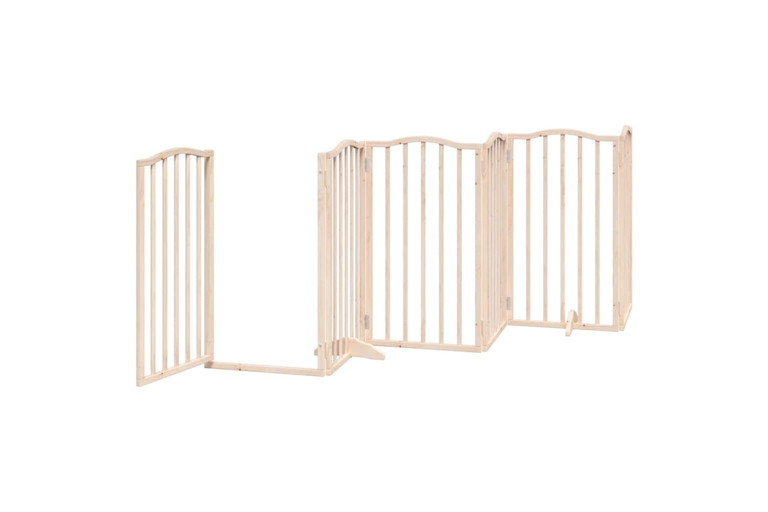 Vidaxl Dog Gate With Door Foldable 9 Panels 450 Cm Poplar Wood-5