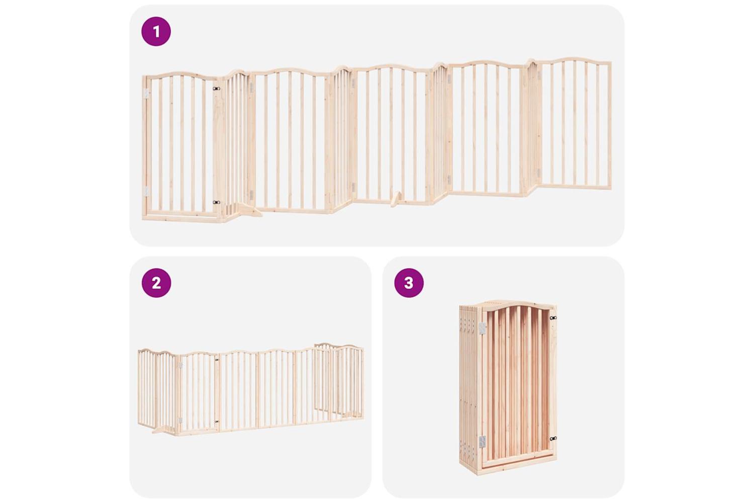 Vidaxl Dog Gate With Door Foldable 9 Panels 450 Cm Poplar Wood-6