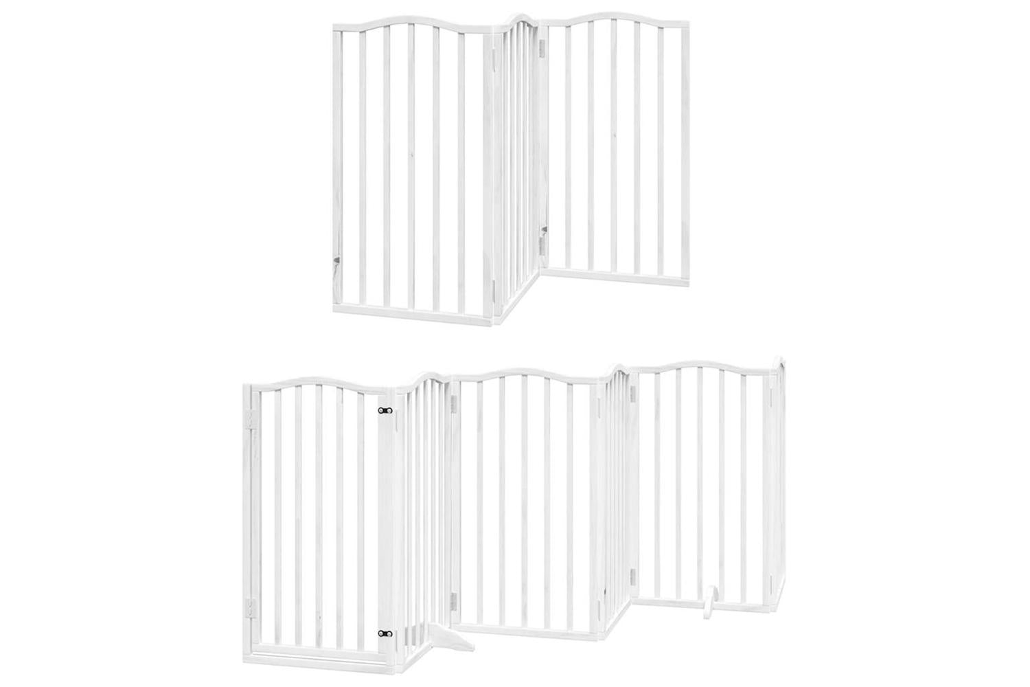 Vidaxl Dog Gate With Door Foldable 12 Panels White 600 Cm Poplar Wood-3