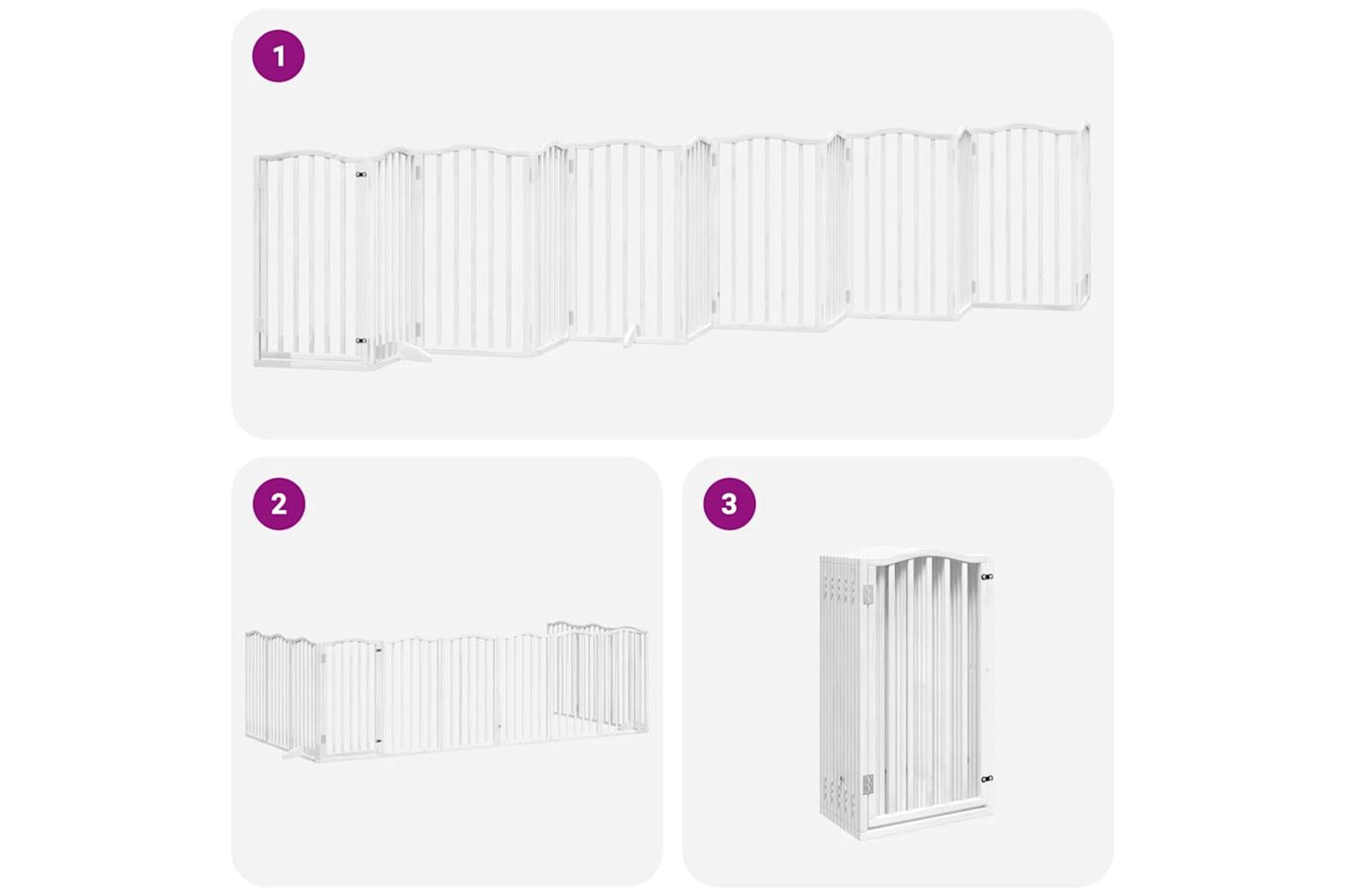 Vidaxl Dog Gate With Door Foldable 12 Panels White 600 Cm Poplar Wood-6