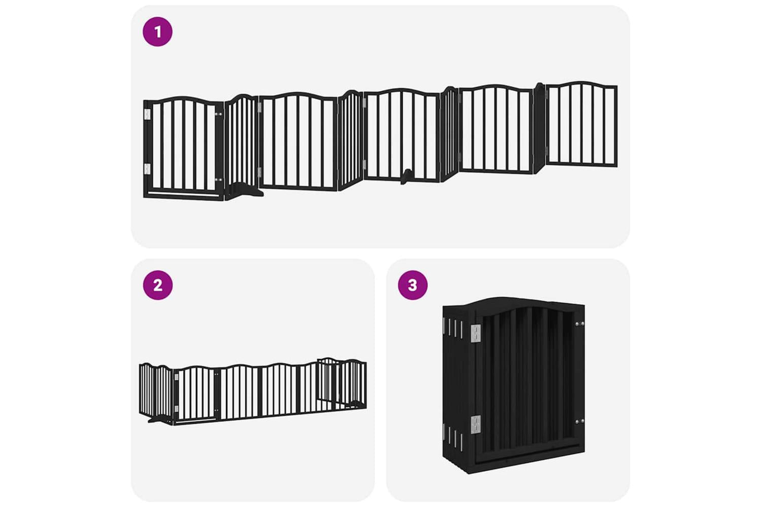 Vidaxl Dog Gate With Door Foldable 9 Panels Black 450 Cm Poplar Wood-6