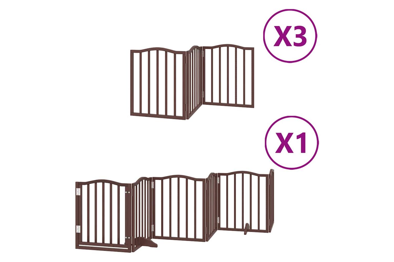 Vidaxl Dog Gate With Door Foldable 15 Panels Brown 750 Cm Poplar Wood