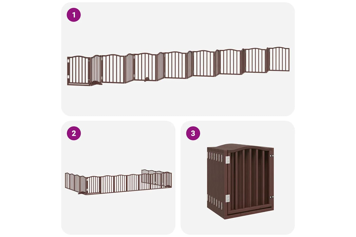 Vidaxl Dog Gate With Door Foldable 15 Panels Brown 750 Cm Poplar Wood-6