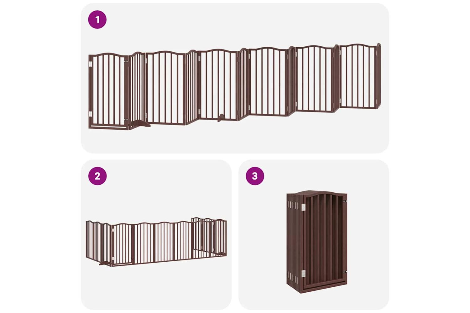 Vidaxl Dog Gate With Door Foldable 12 Panels Brown 600 Cm Poplar Wood-6