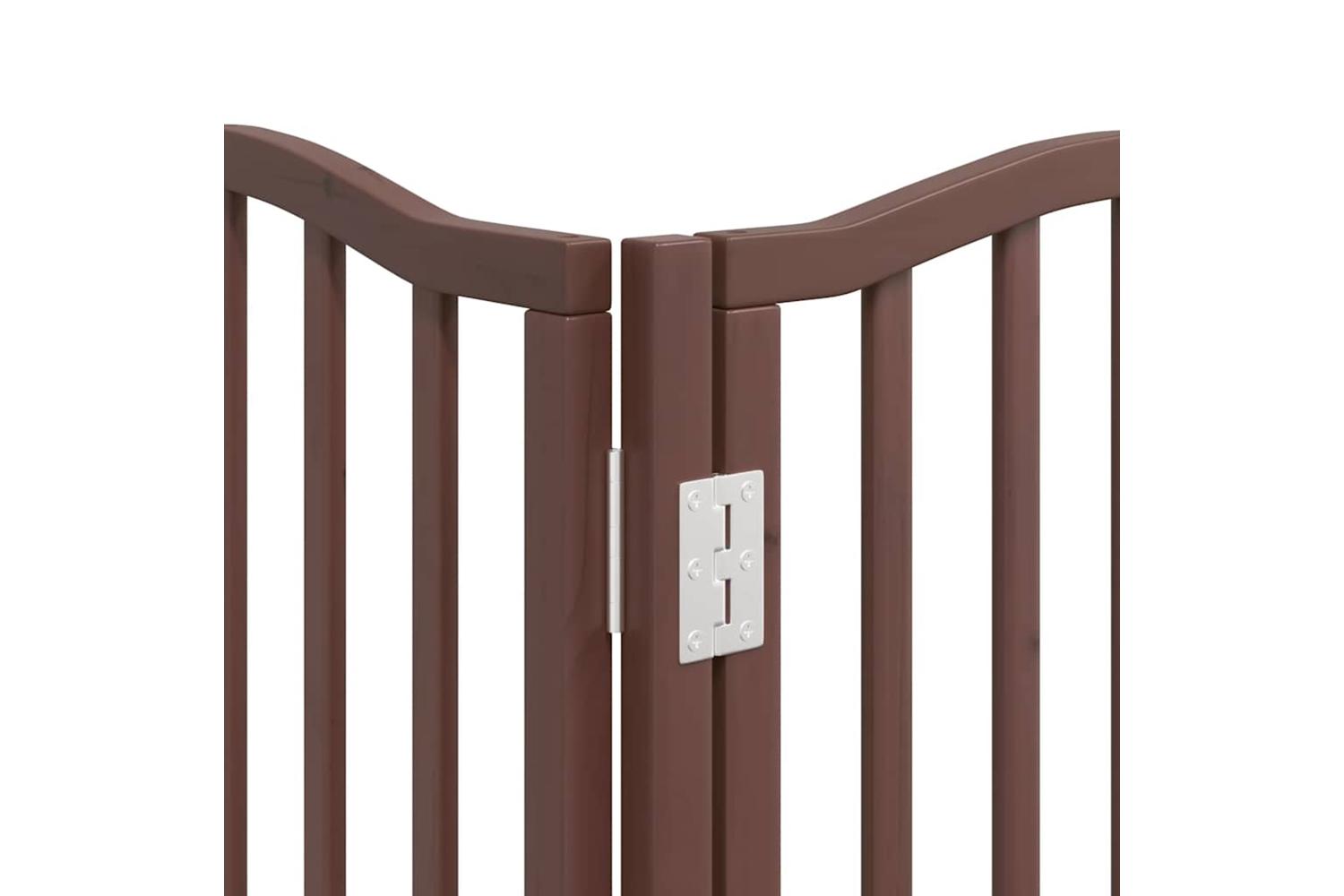 Vidaxl Dog Gate With Door Foldable 12 Panels Brown 600 Cm Poplar Wood-10