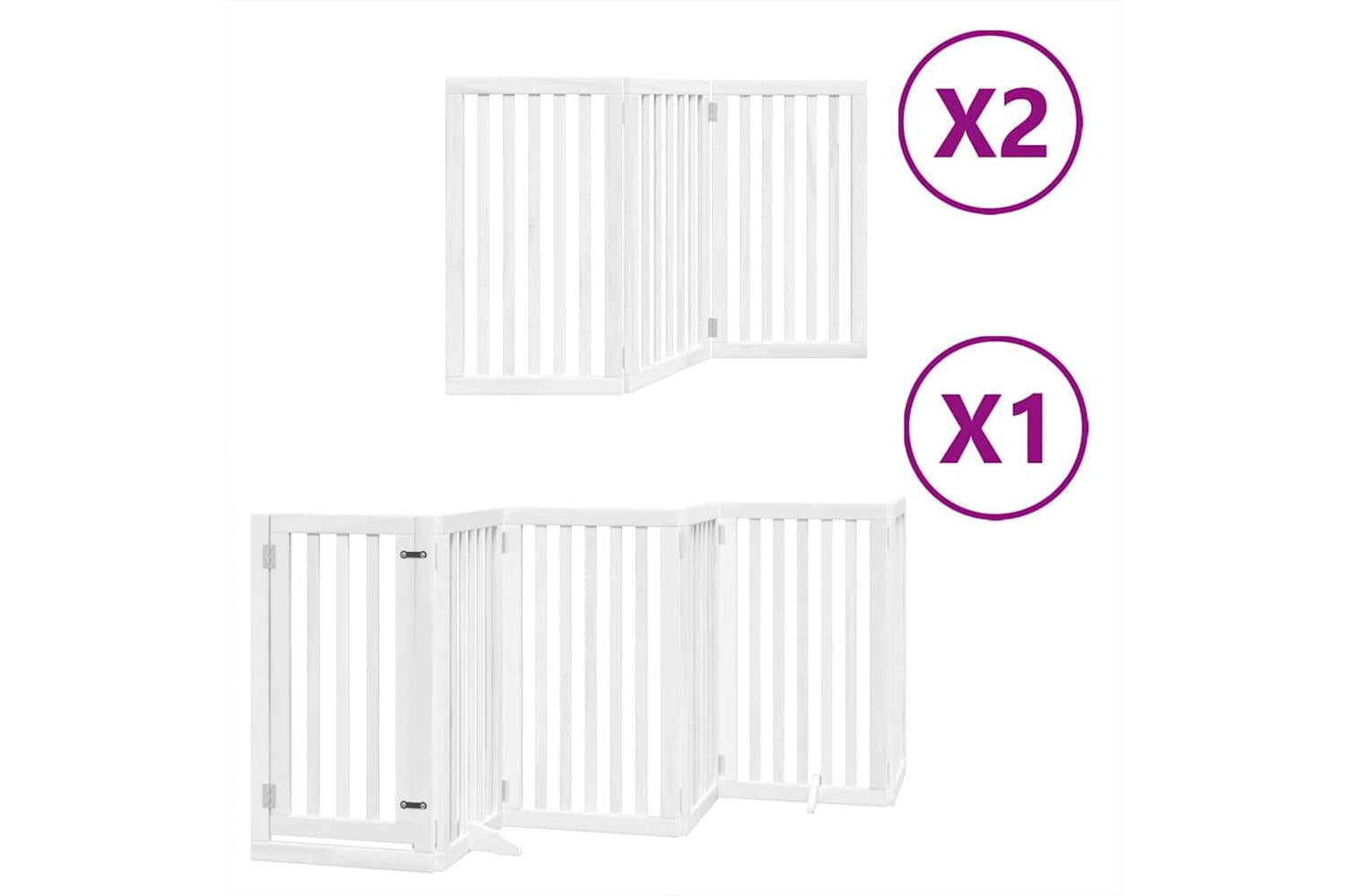 Vidaxl Dog Gate With Door Foldable 12 Panels White 600 Cm Poplar Wood