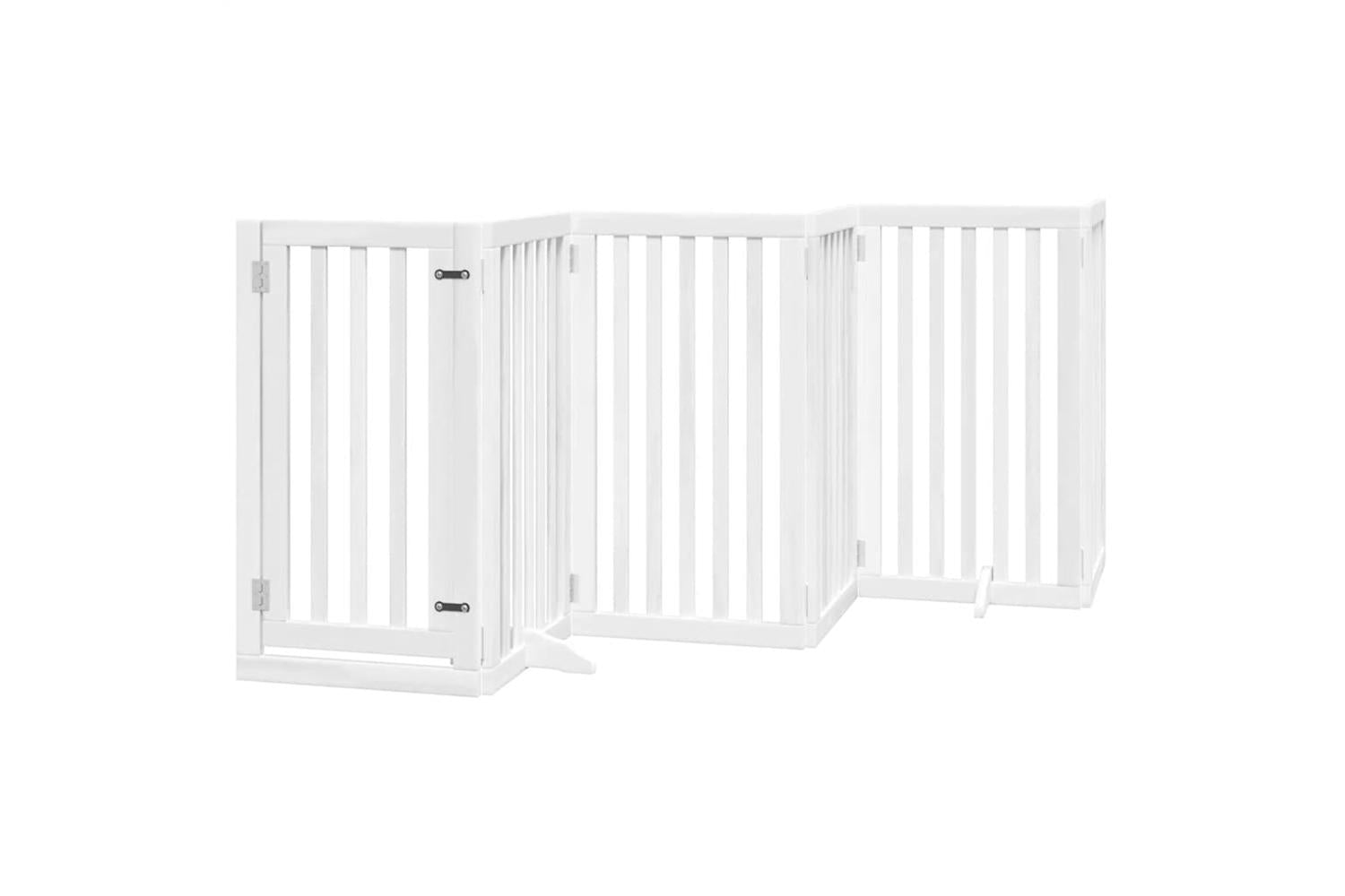 Vidaxl Dog Gate With Door Foldable 12 Panels White 600 Cm Poplar Wood-3