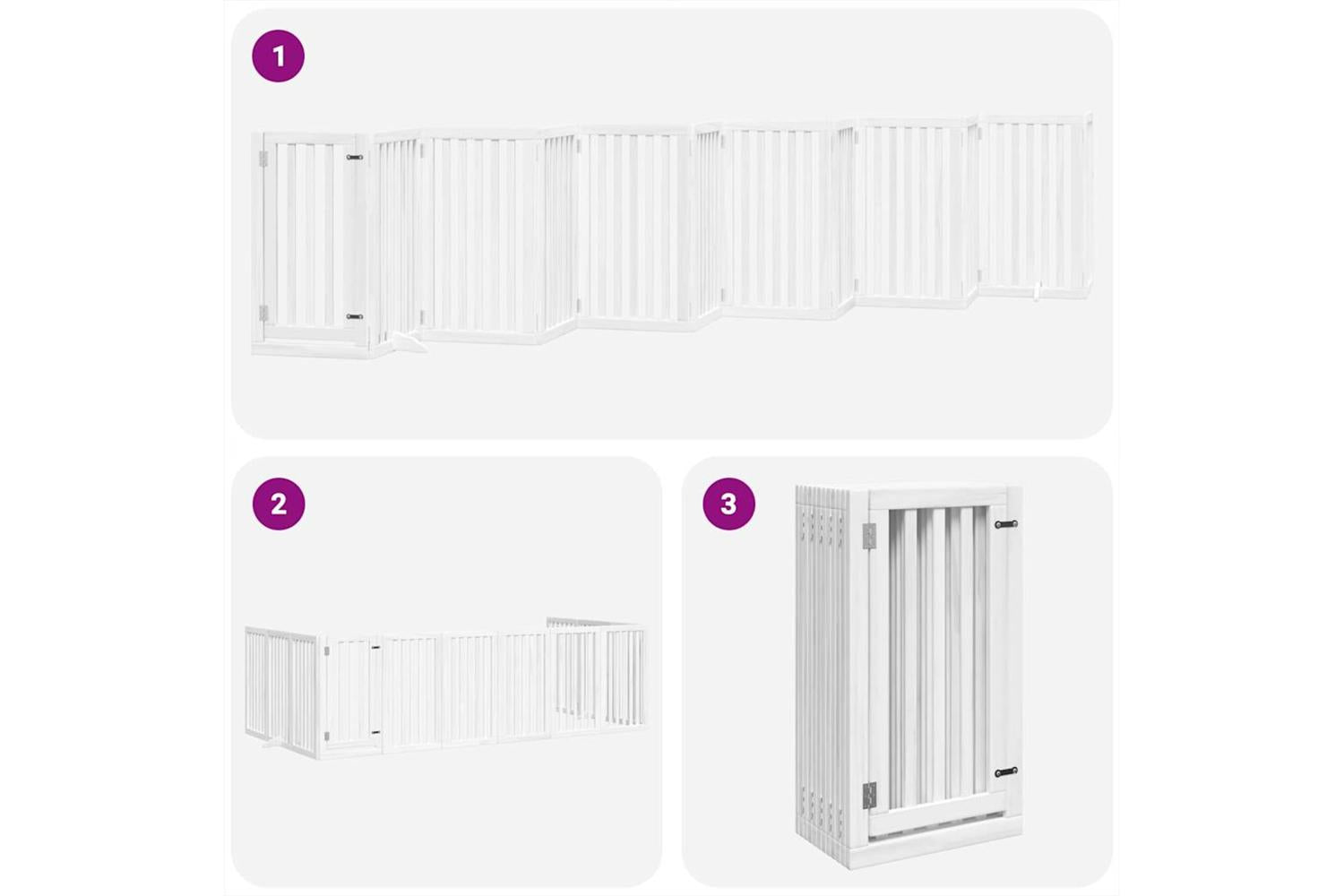 Vidaxl Dog Gate With Door Foldable 12 Panels White 600 Cm Poplar Wood-5