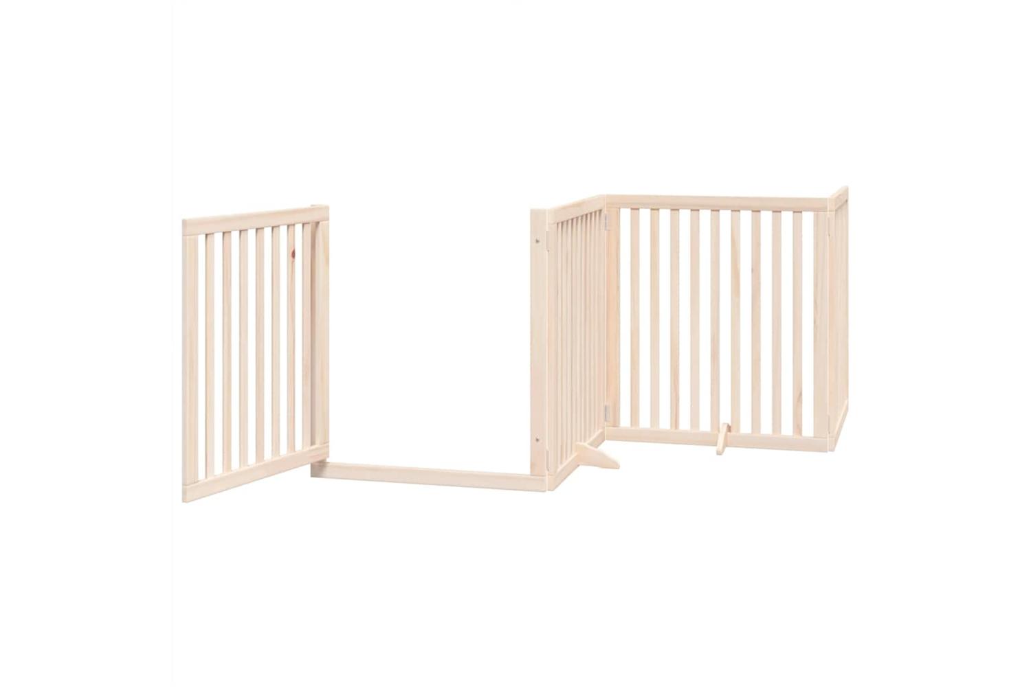 Vidaxl Dog Gate With Door Foldable 8 Panels 640 Cm Poplar Wood-4