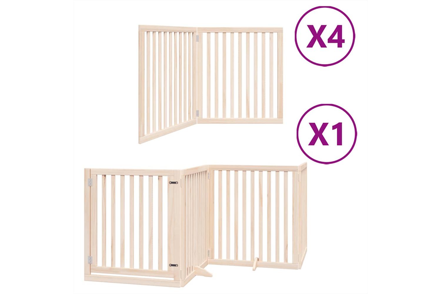 Vidaxl Dog Gate With Door Foldable 12 Panels 960 Cm Poplar Wood-2