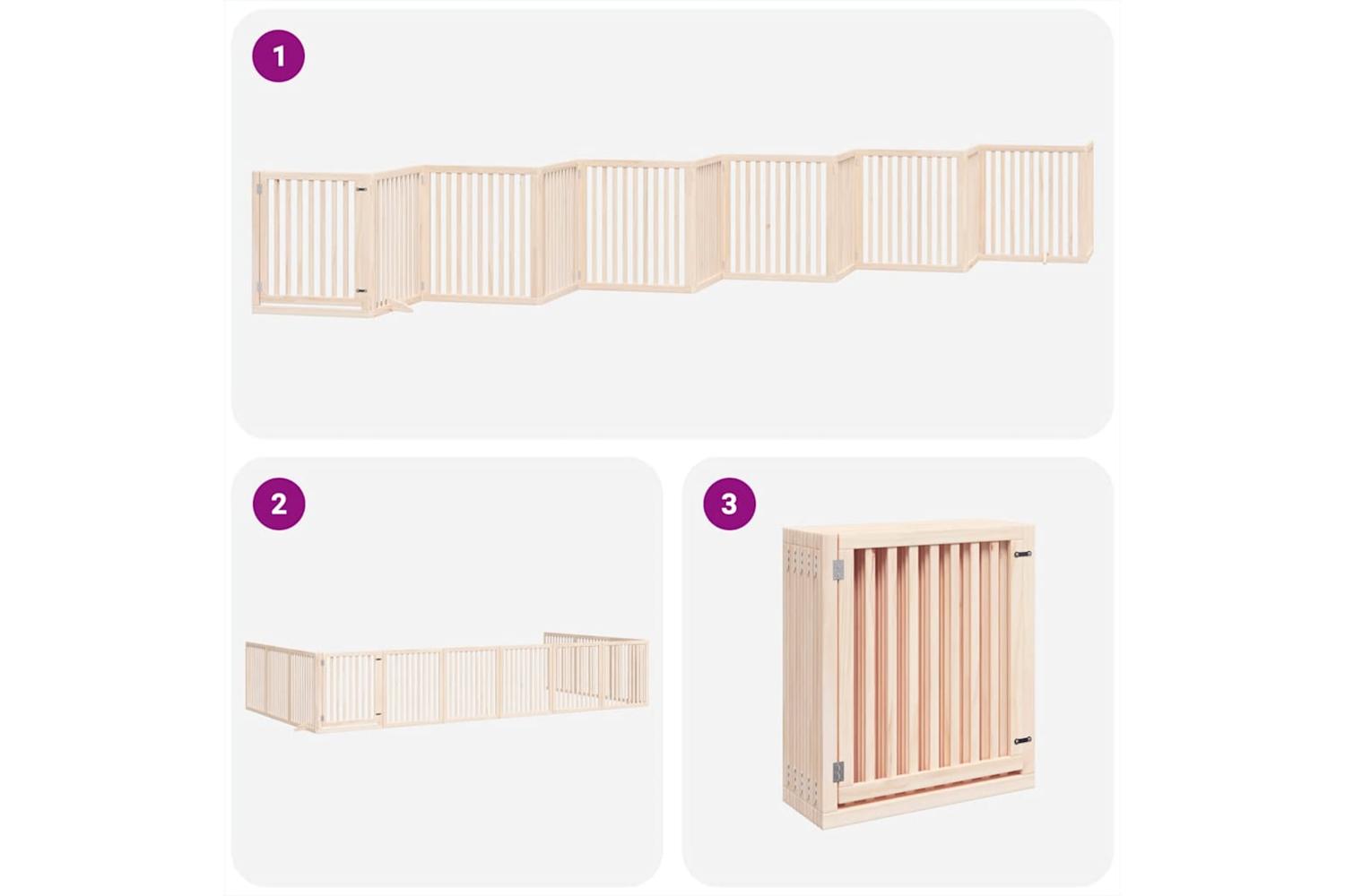 Vidaxl Dog Gate With Door Foldable 12 Panels 960 Cm Poplar Wood-5