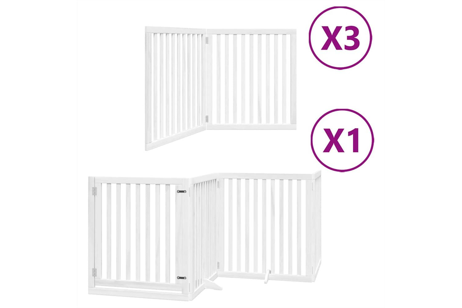 Vidaxl Dog Gate With Door Foldable 10 Panels White 800 Cm Poplar Wood-2