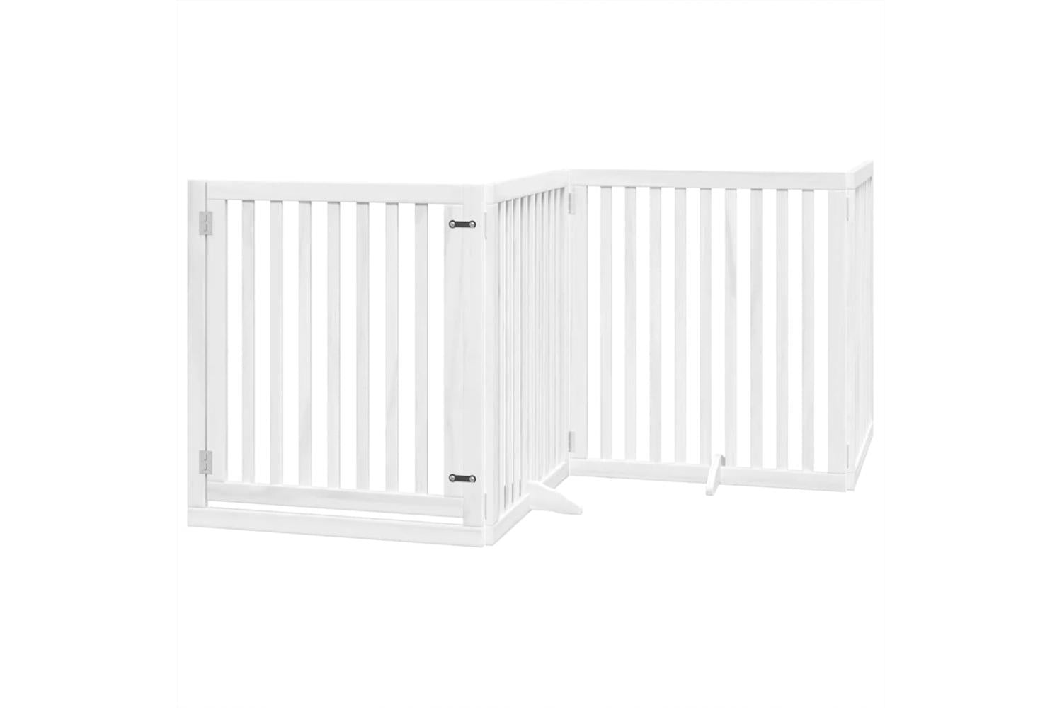 Vidaxl Dog Gate With Door Foldable 10 Panels White 800 Cm Poplar Wood-3