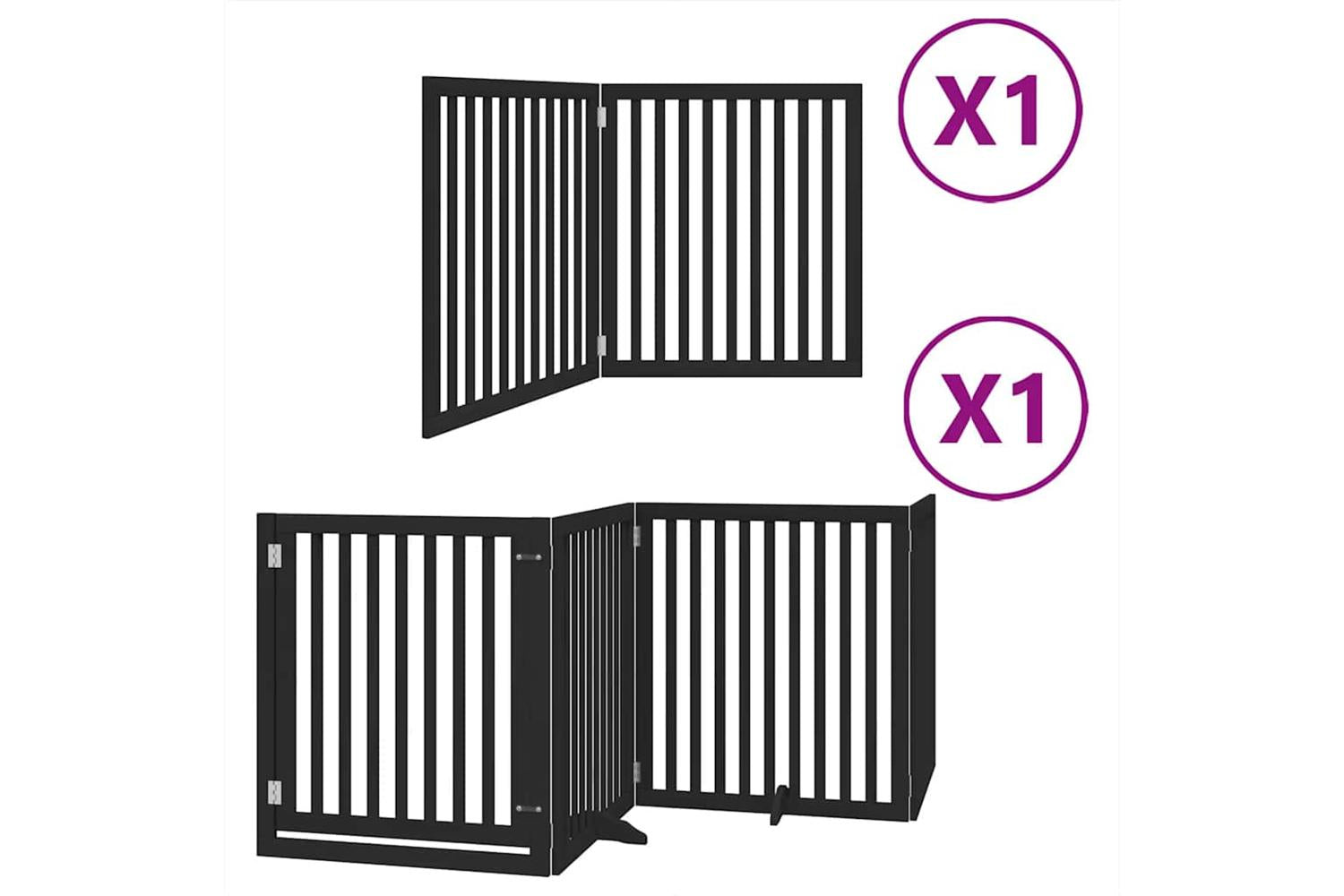 Vidaxl Dog Gate With Door Foldable 6 Panels Black 480 Cm Poplar Wood-2