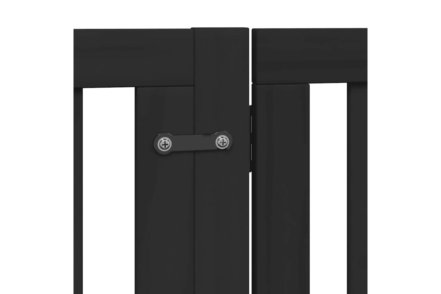 Vidaxl Dog Gate With Door Foldable 6 Panels Black 480 Cm Poplar Wood-7