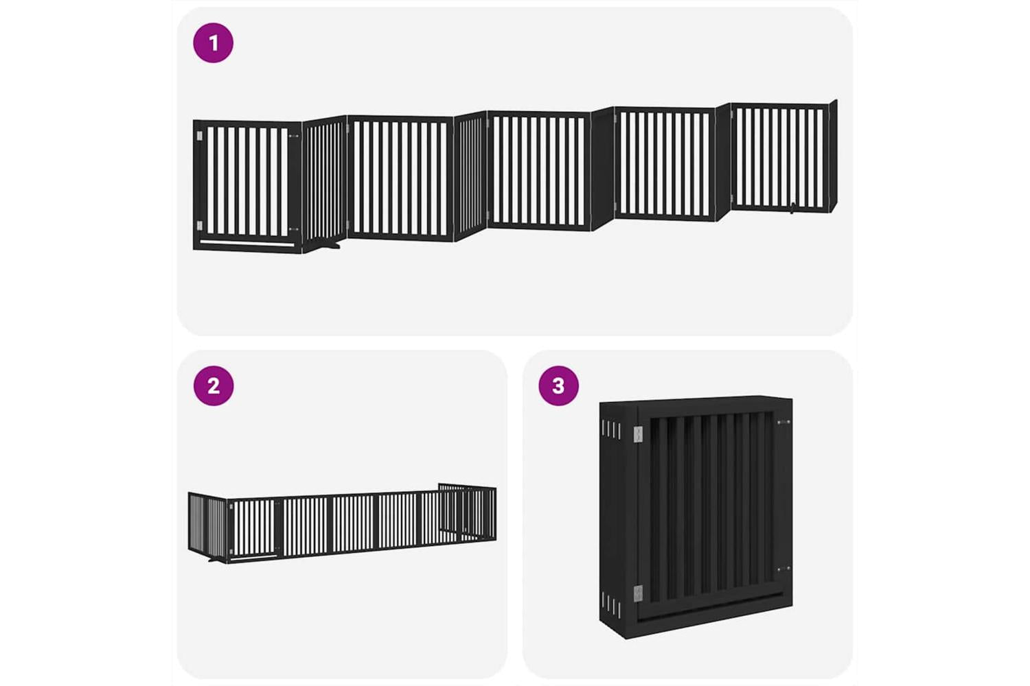 Vidaxl Dog Gate With Door Foldable 10 Panels Black 800 Cm Poplar Wood-5