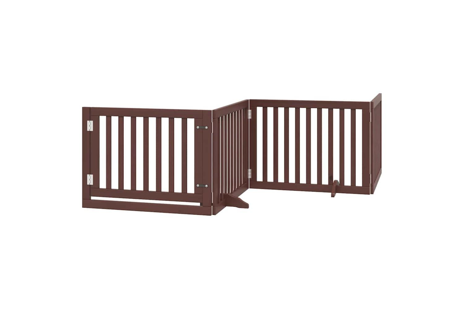Vidaxl Dog Gate With Door Foldable 10 Panels Brown 800 Cm Poplar Wood-3