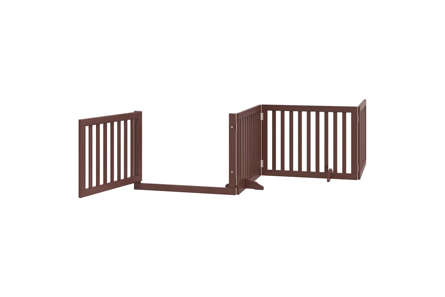 Vidaxl Dog Gate With Door Foldable 10 Panels Brown 800 Cm Poplar Wood-4