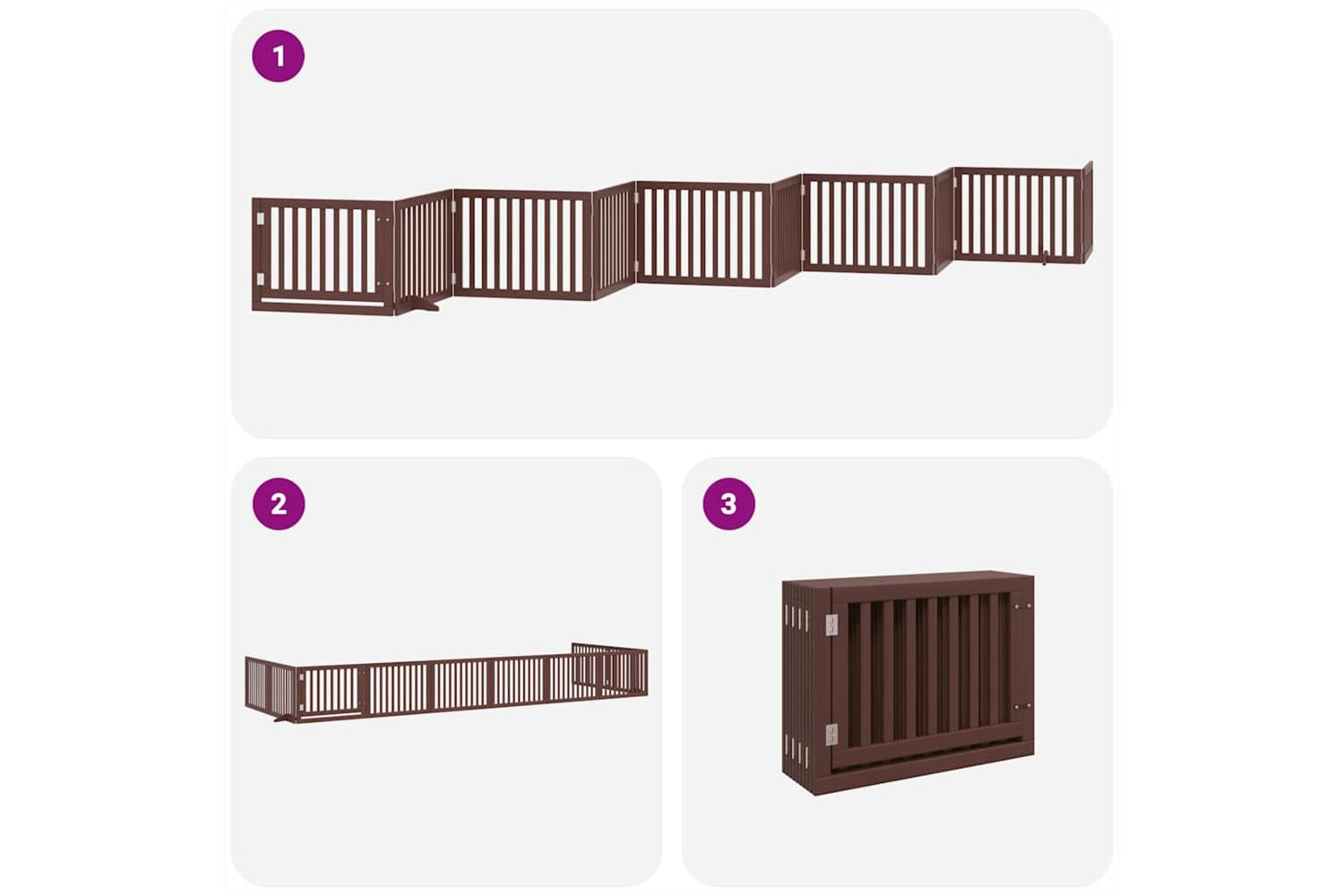 Vidaxl Dog Gate With Door Foldable 10 Panels Brown 800 Cm Poplar Wood-5