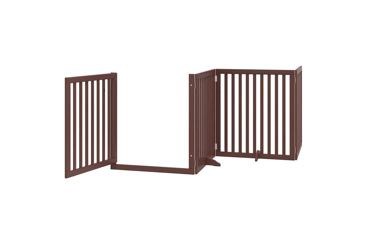 Vidaxl Dog Gate With Door Foldable 6 Panels Brown 480 Cm Poplar Wood-4