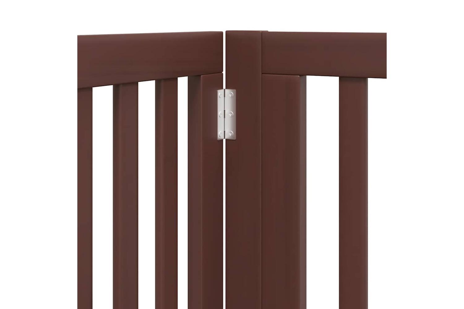 Vidaxl Dog Gate With Door Foldable 6 Panels Brown 480 Cm Poplar Wood-8