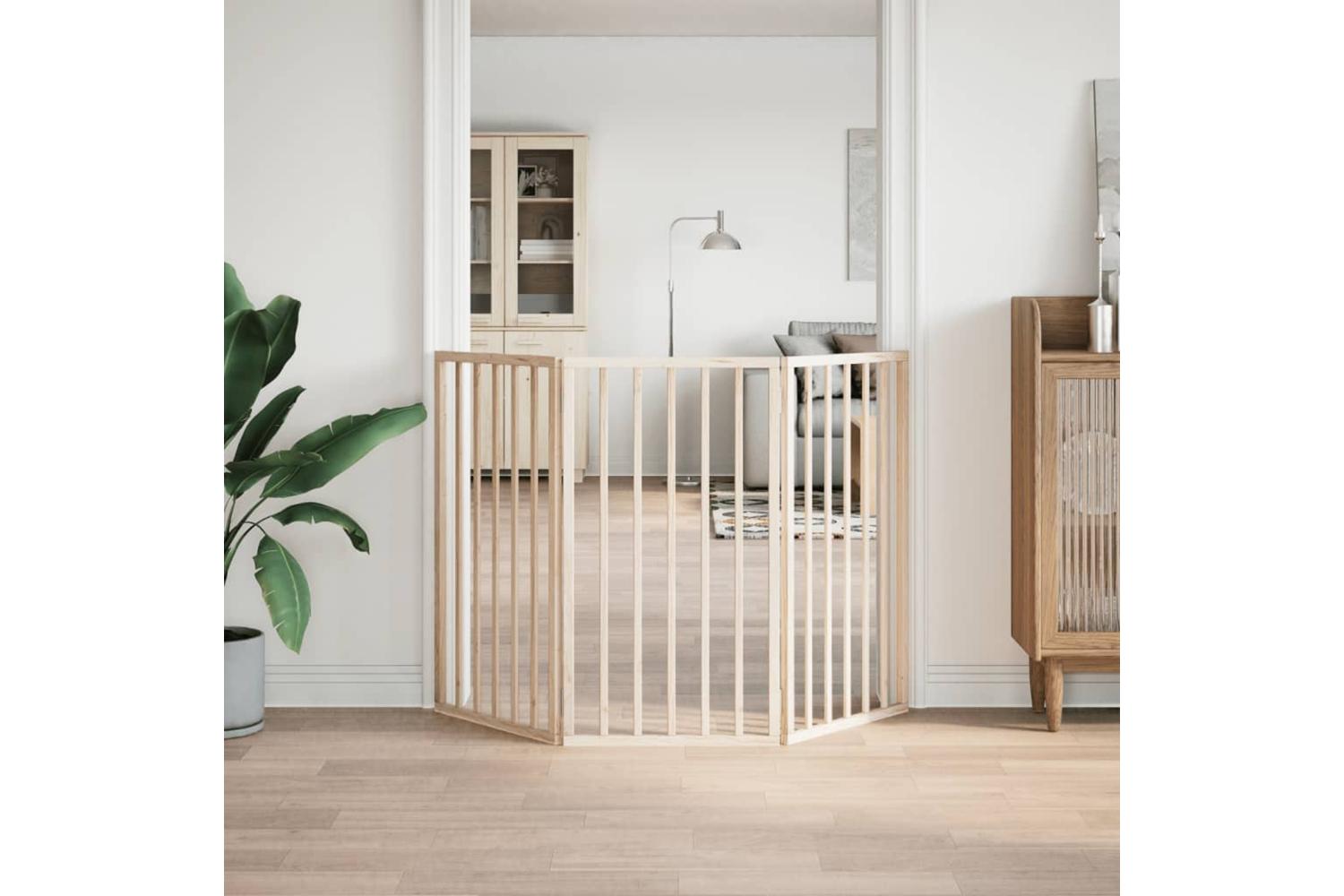 Vidaxl Dog Gate Foldable 3 Panels 150 Cm Poplar Wood-3