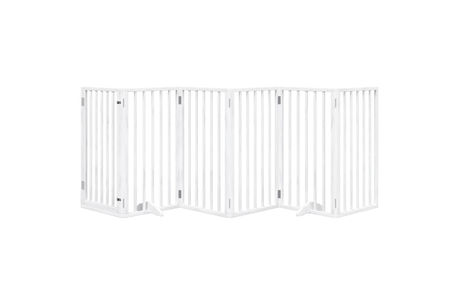 Vidaxl Dog Gate With Door Foldable 6 Panels White 300 Cm Poplar Wood-3