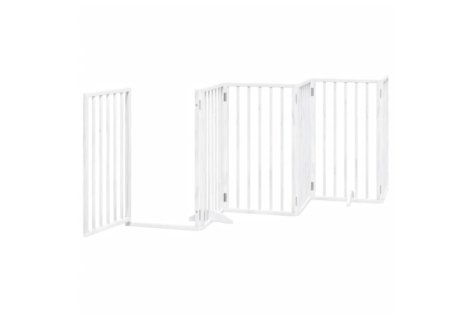 Vidaxl Dog Gate With Door Foldable 6 Panels White 300 Cm Poplar Wood-4