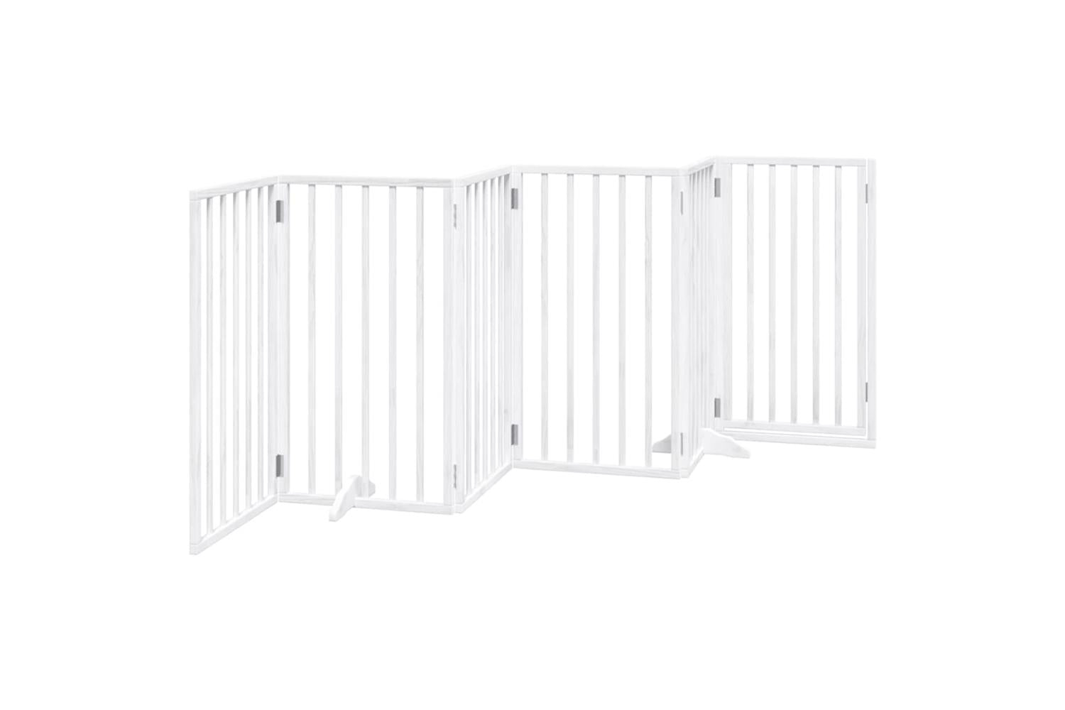 Vidaxl Dog Gate With Door Foldable 6 Panels White 300 Cm Poplar Wood-6