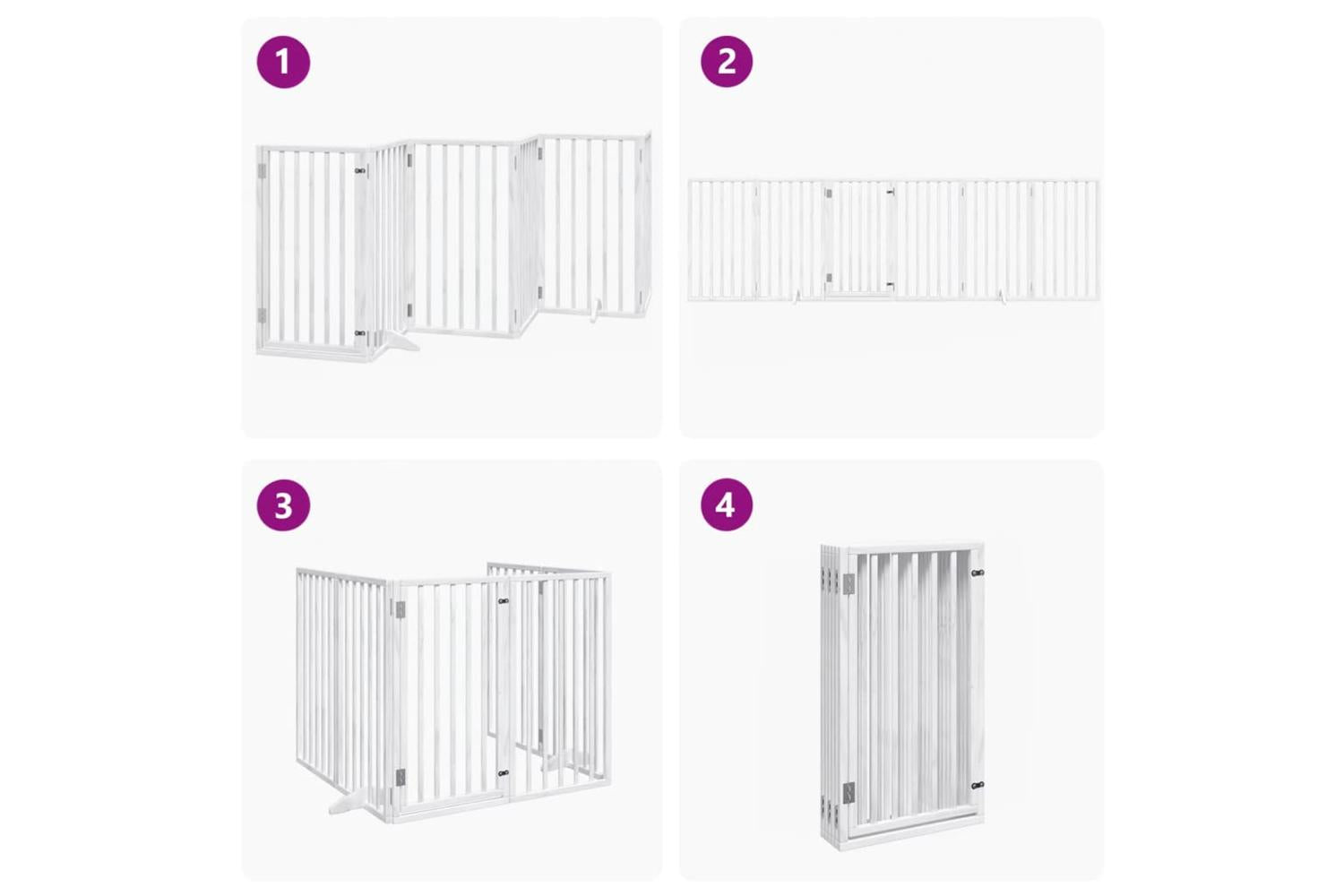 Vidaxl Dog Gate With Door Foldable 6 Panels White 300 Cm Poplar Wood-7