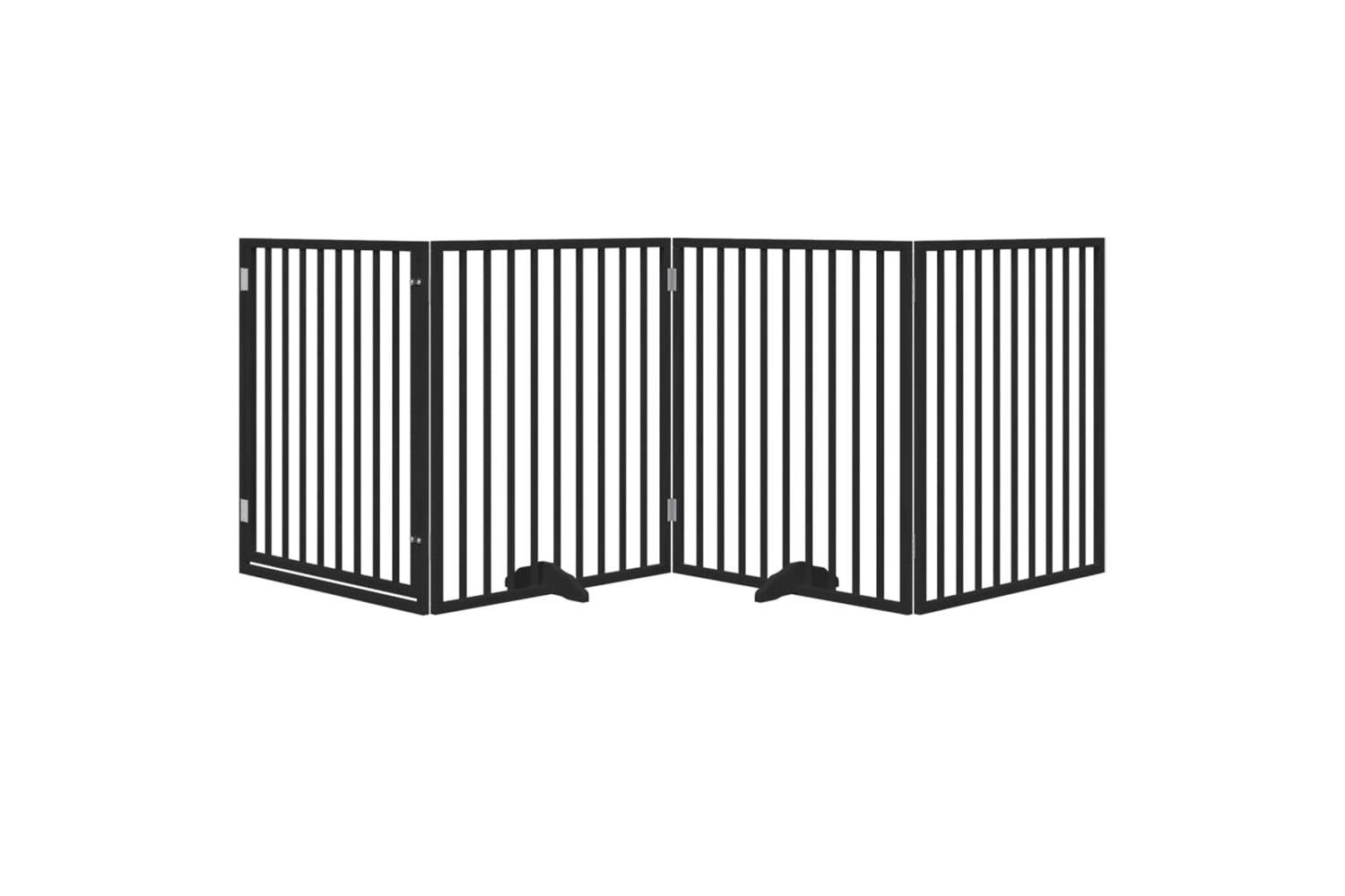 Vidaxl Dog Gate With Door Foldable 4 Panels Black 320 Cm Poplar Wood-3