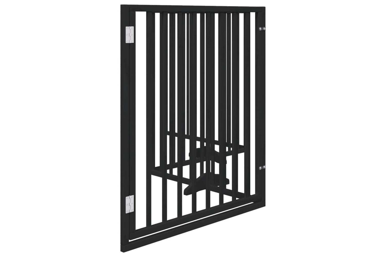 Vidaxl Dog Gate With Door Foldable 4 Panels Black 320 Cm Poplar Wood-5