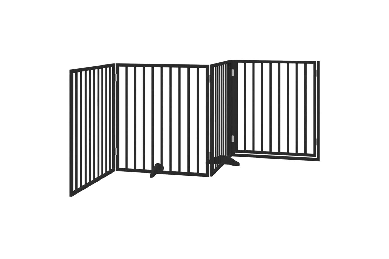 Vidaxl Dog Gate With Door Foldable 4 Panels Black 320 Cm Poplar Wood-6